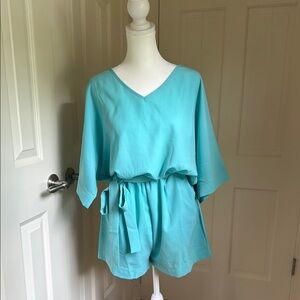 Elegant Aqua Belted Romper